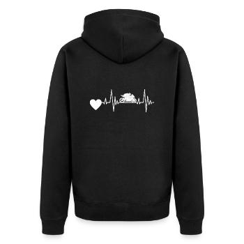 Motorrad Motorradfan Motorcross Motorradfahrer - Unisex Premium Bio Zip Hoodie - Schwarz - Hinten - Nico (187cm)