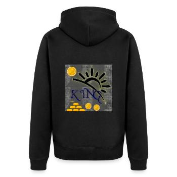 KING - Club WoW - Unisex Premium Organic Zip Hoodie - black - Back - Nico (187cm)