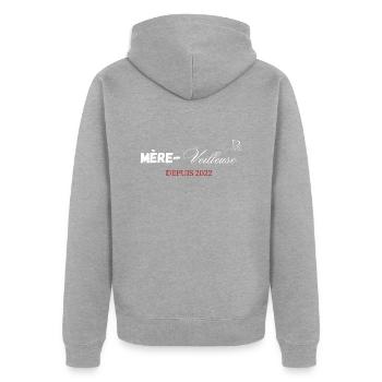 Mère veilleuse depuis 2022 - Veste à capuche bio Premium Unisexe - gris chiné - Dos - Nico (187cm)