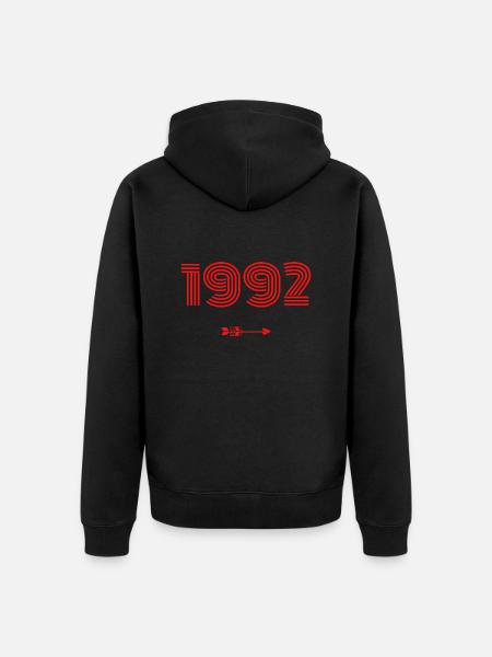 Born in 1992 - Unisex Premium Organic Zip Hoodie - black