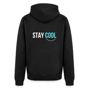 STAY COOL :) - Unisex Premium Organic Zip Hoodie - black - Back - Nico (187cm)