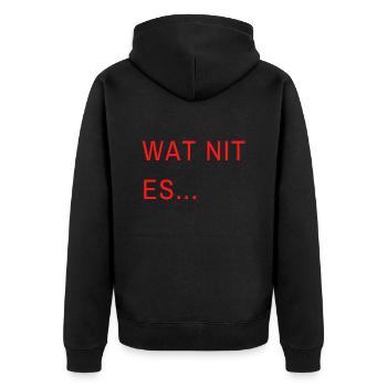 wat nit es1 - Unisex Premium Bio Zip Hoodie - Schwarz - Hinten - Nico (187cm)