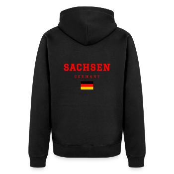 Saxe, Allemagne - Veste à capuche bio Premium Unisexe - noir - Dos - Nico (187cm)