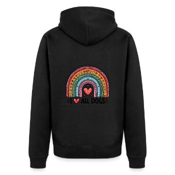 Ich liebe alle Hunde Hundebesitzer Hund Regenbogen - Unisex Premium Bio Zip Hoodie - Schwarz - Hinten - Nico (187cm)
