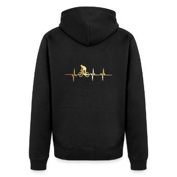 Heartbeat Fahrrad - Unisex Premium Bio Zip Hoodie - Schwarz - Hinten - Nico (187cm)