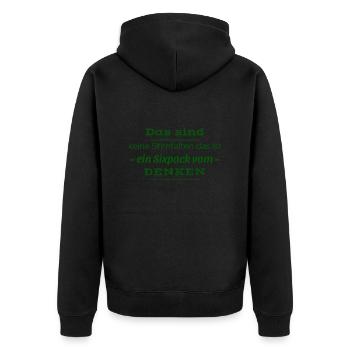 lehrer spruch - Unisex Premium Bio Zip Hoodie - Schwarz - Hinten - Nico (187cm)