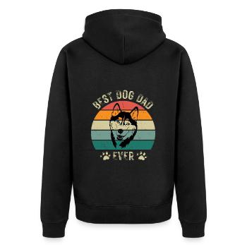 Chien Husky Chien Papa Fête des Pères Rétro Anniversaire - Veste à capuche bio Premium Unisexe - noir - Dos - Nico (187cm)