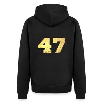 Number 47 Gold Glitter - 47th Anniversary - Unisex Premium Organic Zip Hoodie - black - Back - Nico (187cm)