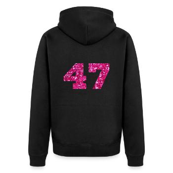 Number 47 Pink Glitter - 47th Anniversary - Unisex Premium Organic Zip Hoodie - black - Back - Nico (187cm)