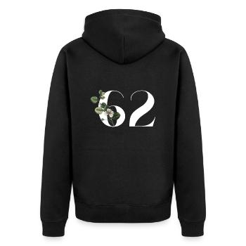Nummer 62 Blumengrün - 62. Blumengeburtstag - Unisex Premium Bio Zip Hoodie - Schwarz - Hinten - Nico (187cm)