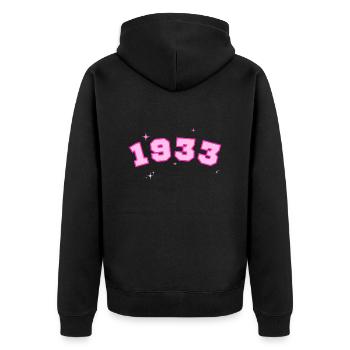 Rosenstern von 1933 - Unisex Premium Bio Zip Hoodie - Schwarz - Hinten - Nico (187cm)