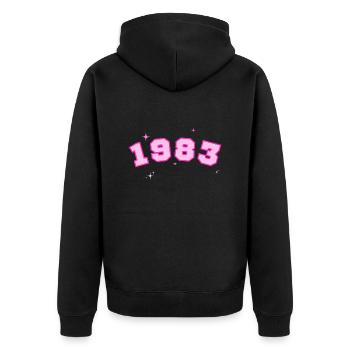 1983 rose étoile - Veste à capuche bio Premium Unisexe - noir - Dos - Nico (187cm)