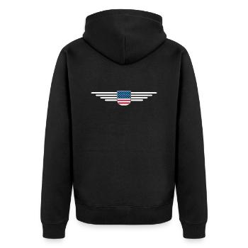 I Love USA, T-Shirt Design Style Élégance - Veste à capuche bio Premium Unisexe - noir - Dos - Nico (187cm)