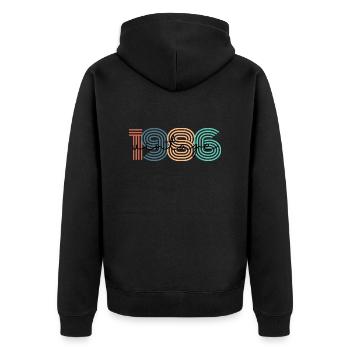 1986 Vintage Retro - Unisex Premium Bio Zip Hoodie - Schwarz - Hinten - Nico (187cm)