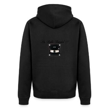 The Messy Ball Top Copy - Unisex Premium Organic Zip Hoodie - black - Back - Nico (187cm)