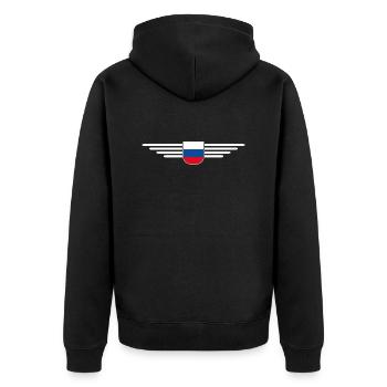 Russland T-Shirt – Stolz und Tradition - Unisex Premium Bio Zip Hoodie - Schwarz - Hinten - Nico (187cm)