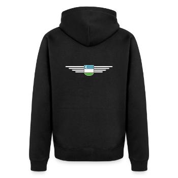 Usbekistan T-Shirt – Stolz und Kultur - Unisex Premium Bio Zip Hoodie - Schwarz - Hinten - Nico (187cm)