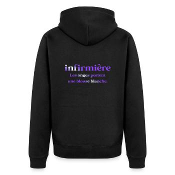 KRANKENSCHWESTER KRANKENSCHWESTER DOKTOR HUMOR DRÖLES 6 - Unisex Premium Bio Zip Hoodie - Schwarz - Hinten - Nico (187cm)