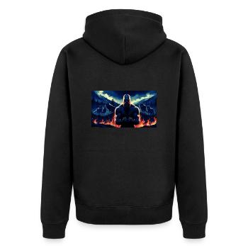 Primal Warrior - Unisex Premium Organic Zip Hoodie - black - Back - Nico (187cm)