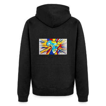 Farbe Afrikas - Unisex Premium Bio Zip Hoodie - Schwarz - Hinten - Nico (187cm)