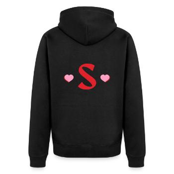 Lettre s cœurs rouges - Veste à capuche bio Premium Unisexe - noir - Dos - Nico (187cm)