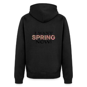 spring now sw - Unisex Premium Organic Zip Hoodie - black - Back - Nico (187cm)