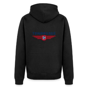 Tennessee Fan T-Shirt – Music & Love of Home - Unisex Premium Organic Zip Hoodie - black - Back - Nico (187cm)