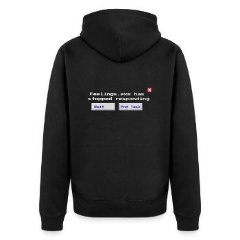 Feelings.exe Has Stopped Responding – Glitched Sad - Unisex Premium Organic Zip Hoodie - black - Back - Nico (187cm)
