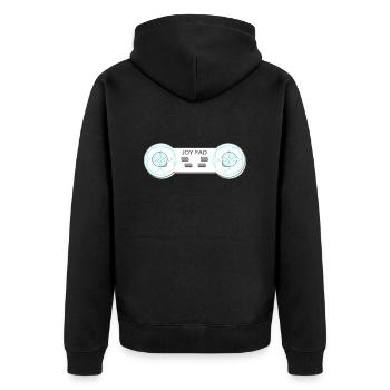 Joy Pad Boob Controller - Unisex Premium Organic Zip Hoodie - black - Back - Nico (187cm)