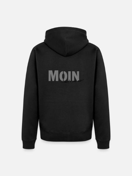 Moin läuft bei mir - Unisex Premium Bio Zip Hoodie - Schwarz