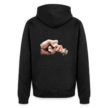 fäuste rock baby - Unisex Premium Bio Zip Hoodie - Schwarz - Hinten - Nico (187cm)