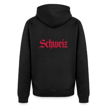 Switzerland Old writing - Unisex Premium Organic Zip Hoodie - black - Back - Nico (187cm)