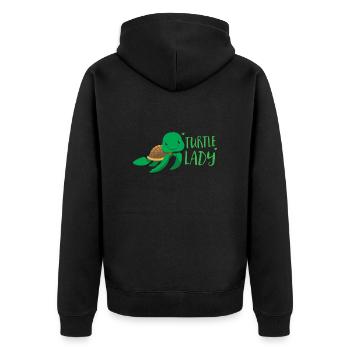 Turtle lady - Unisex Premium Organic Zip Hoodie - black - Back - Nico (187cm)