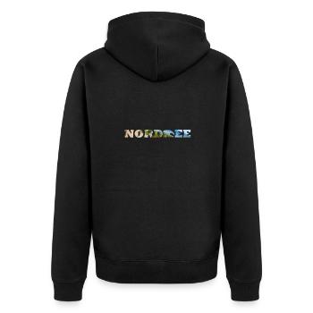 Nordsee - Strand - Dünen - Unisex Premium Bio Zip Hoodie - Schwarz - Hinten - Nico (187cm)