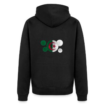 Algerien Flagge auf Blasen - Unisex Premium Bio Zip Hoodie - Schwarz - Hinten - Nico (187cm)