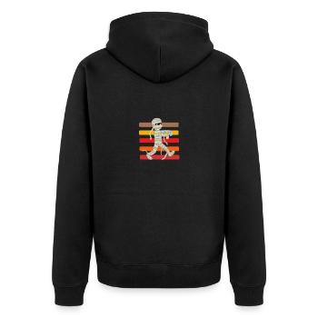 Mumie - Unisex Premium Bio Zip Hoodie - Schwarz - Hinten - Nico (187cm)