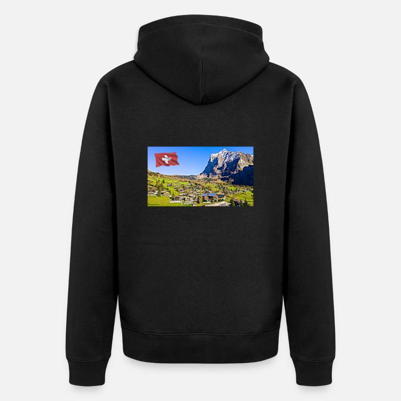 Grindelwald, Schweiz. - Unisex Premium Bio Zip Hoodie - Schwarz