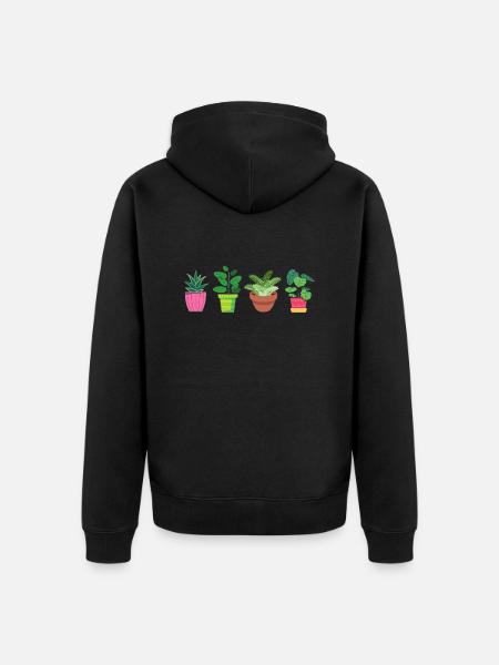flowers - Unisex Premium Organic Zip Hoodie - black
