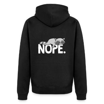 Lustiger Fauler Waschbär Faulenzer Schlafmütze - Unisex Premium Bio Zip Hoodie - Schwarz - Hinten - Nico (187cm)
