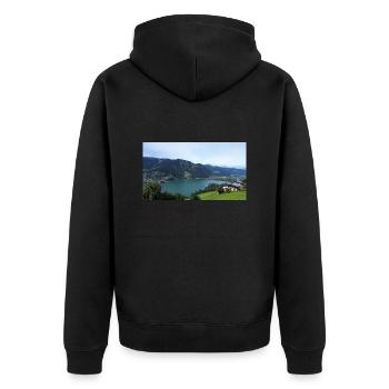 Zell am See - Unisex Premium Organic Zip Hoodie - black - Back - Nico (187cm)