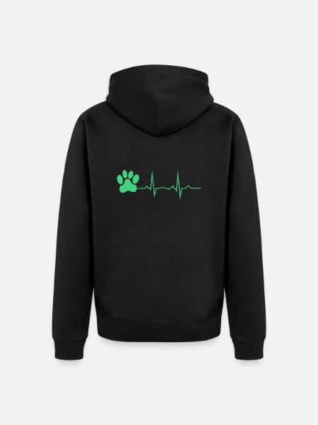 Herzschlag Pfote - Unisex Premium Bio Zip Hoodie - Schwarz