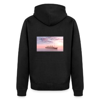 Historisches Passagierschiff Titanic auf hoher See - Unisex Premium Bio Zip Hoodie - Schwarz - Hinten - Nico (187cm)
