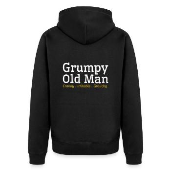 Grumpy Old Man - Unisex Premium Organic Zip Hoodie - black - Back - Nico (187cm)