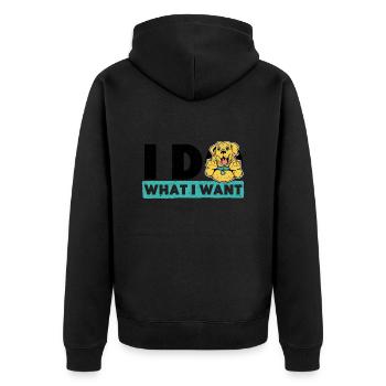 Ich mache, was ich will - Unisex Premium Bio Zip Hoodie - Schwarz - Hinten - Nico (187cm)