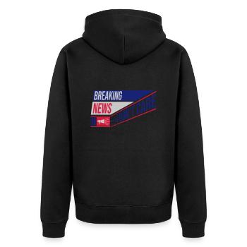 Breaking news don't care - Unisex Premium Bio Zip Hoodie - Schwarz - Hinten - Nico (187cm)