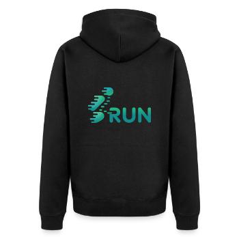 Run - Unisex Premium Organic Zip Hoodie - black - Back - Nico (187cm)