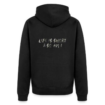 life is short funny saying live lifestyle - Unisex Premium Organic Zip Hoodie - black - Back - Nico (187cm)