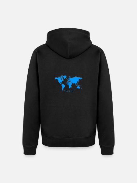 Weltkarte - Unisex Premium Bio Zip Hoodie - Schwarz