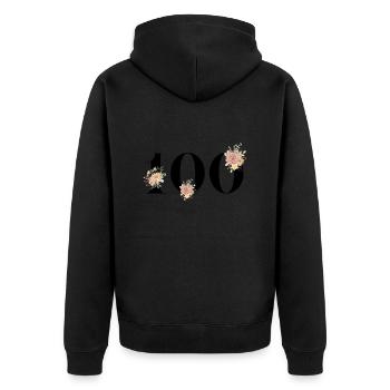 100th Anniversary Flowers (100th Anniversary Gift) - Unisex Premium Organic Zip Hoodie - black - Back - Nico (187cm)