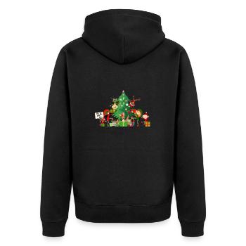 Weihnachten - Tannenbaum - Weihnachtsmann Feiertag - Unisex Premium Bio Zip Hoodie - Schwarz - Hinten - Nico (187cm)